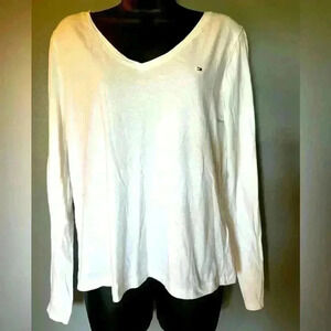 Tommy Hilfiger Women's Sz M Long Sleeve White Tee